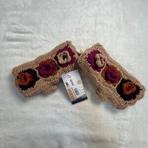 Kathmandu Inc. Hand Warmer Wool Fingerless Mittens Floral Himalayan Artisan New